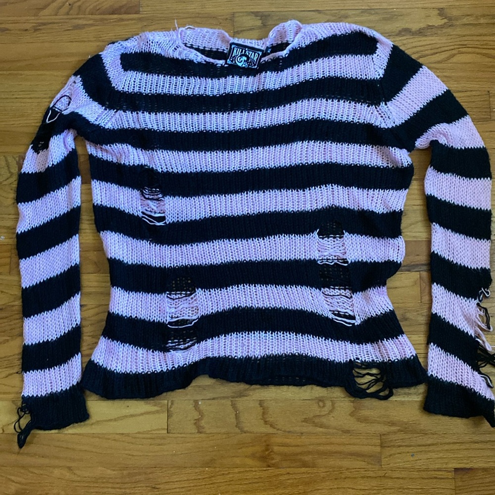 NWOT Killstar Courtney Pastel Pink Distressed Knit Sweater XL